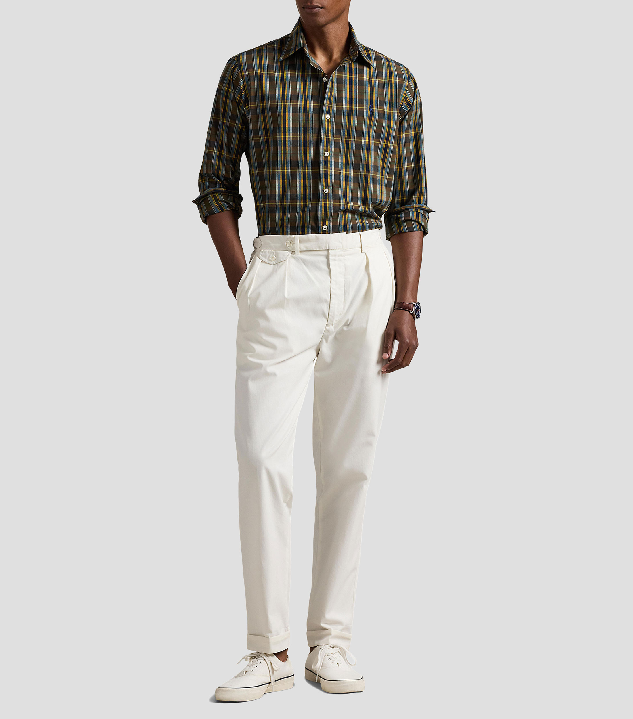 Camisa cuadros manga larga Hombre